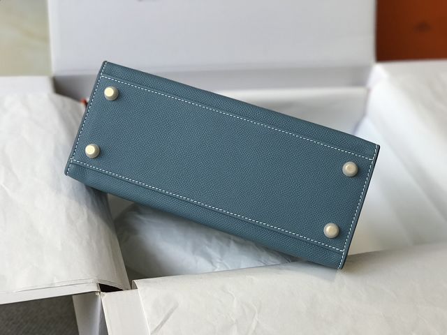 Hermes original epsom leather kelly 28 bag K28-2 blue jean