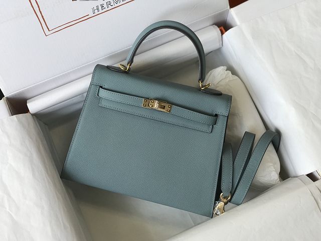 Hermes original epsom leather kelly 28 bag K28-2 ciel