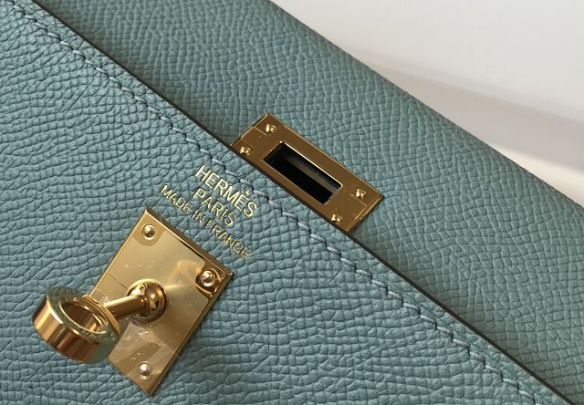 Hermes original epsom leather kelly 28 bag K28-2 ciel