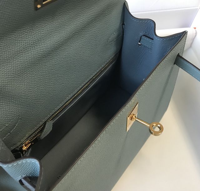 Hermes original epsom leather kelly 28 bag K28-2 ciel