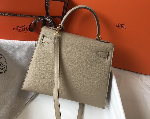Hermes original epsom leather kelly 28 bag K28-2 grey tourterelle