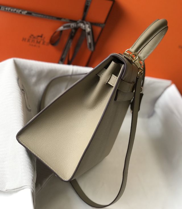 Hermes original epsom leather kelly 28 bag K28-2 grey tourterelle