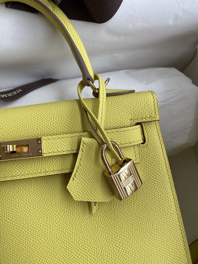 Hermes original epsom leather kelly 28 bag K28-2 lime