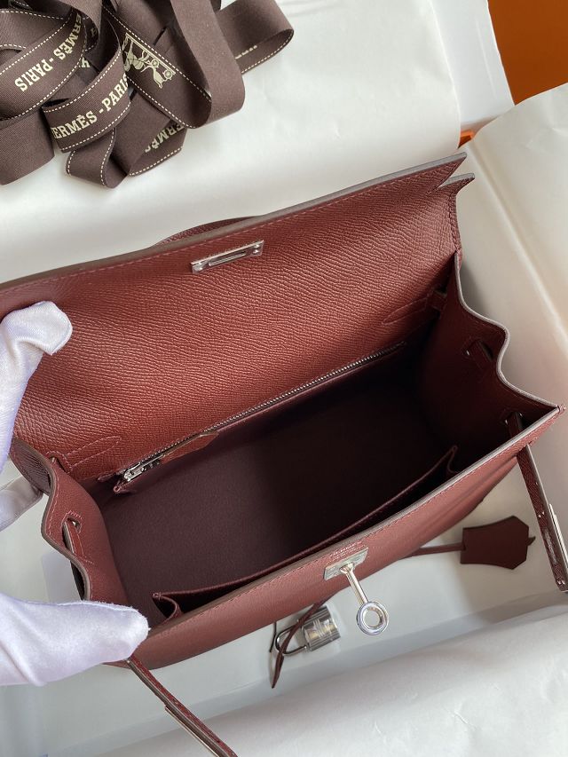 Hermes original epsom leather kelly 28 bag K28-2 rouge H	