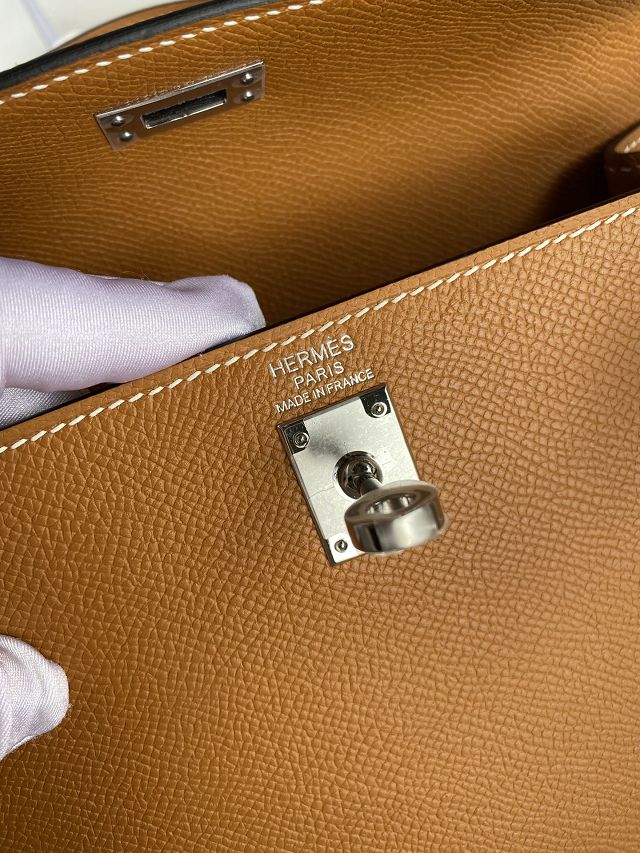 Hermes original epsom leather kelly 28 bag K28-2 toffe