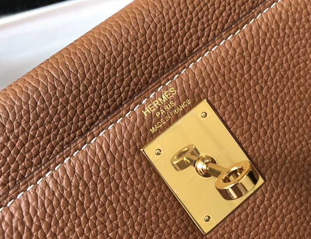 Hermes original togo leather kelly 28 bag K28 gold brown