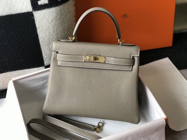 Hermes original togo leather kelly 28 bag K28 grey tourterelle