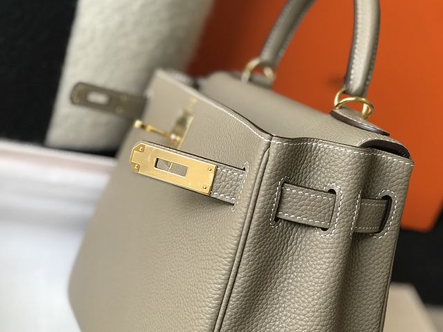 Hermes original togo leather kelly 28 bag K28 grey tourterelle