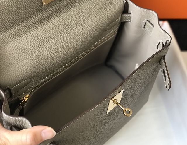 Hermes original togo leather kelly 28 bag K28 grey tourterelle
