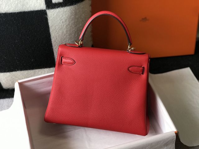 Hermes original togo leather kelly 28 bag K28 rouge casaque