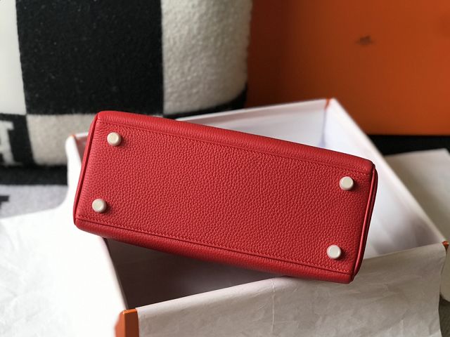 Hermes original togo leather kelly 28 bag K28 rouge casaque
