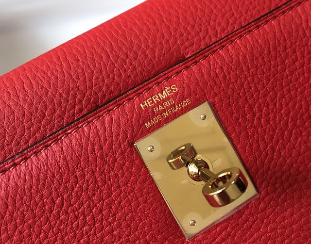 Hermes original togo leather kelly 28 bag K28 rouge casaque