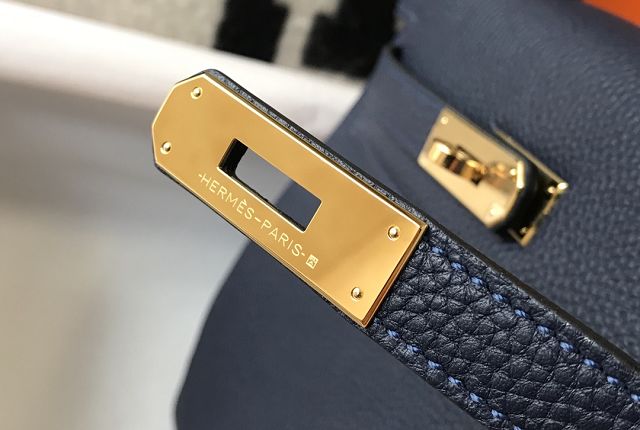 Hermes original togo leather kelly 28 bag K28 deep blue