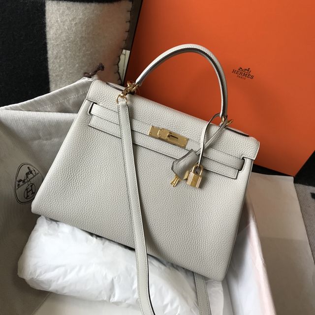 Hermes original togo leather kelly 28 bag K28 grey pearl