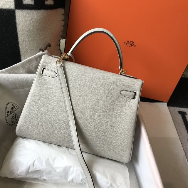 Hermes original togo leather kelly 28 bag K28 grey pearl