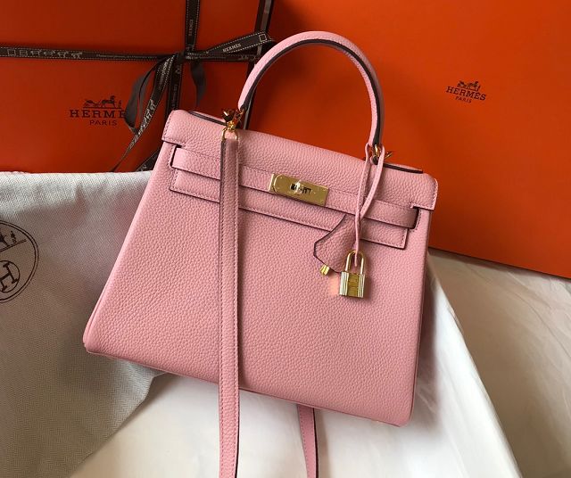 Hermes original togo leather kelly 28 bag K28 rose confetti