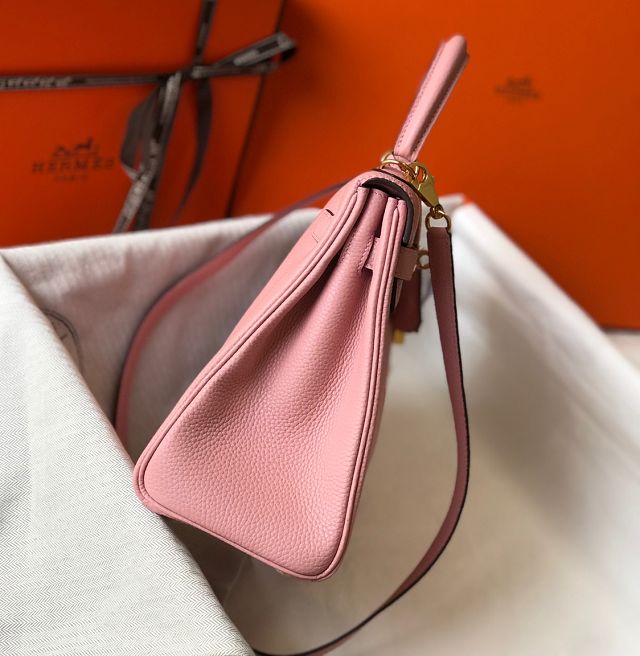Hermes original togo leather kelly 28 bag K28 rose confetti