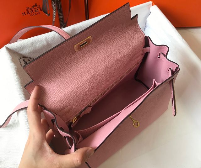 Hermes original togo leather kelly 28 bag K28 rose confetti