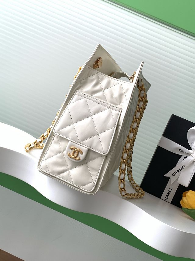 CC original calfskin shopping tote bag AS5303 white
