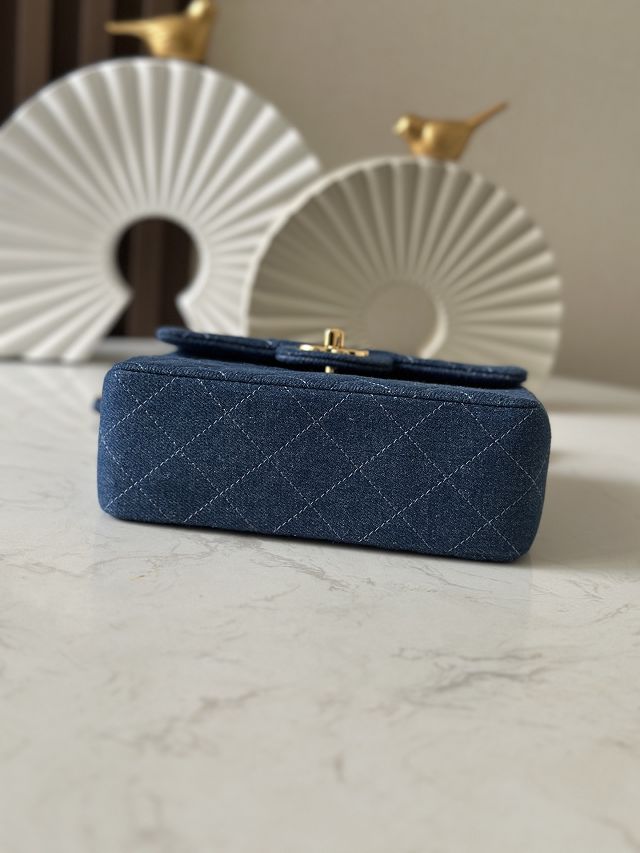 CC original denim mini flap bag AS3349 blue