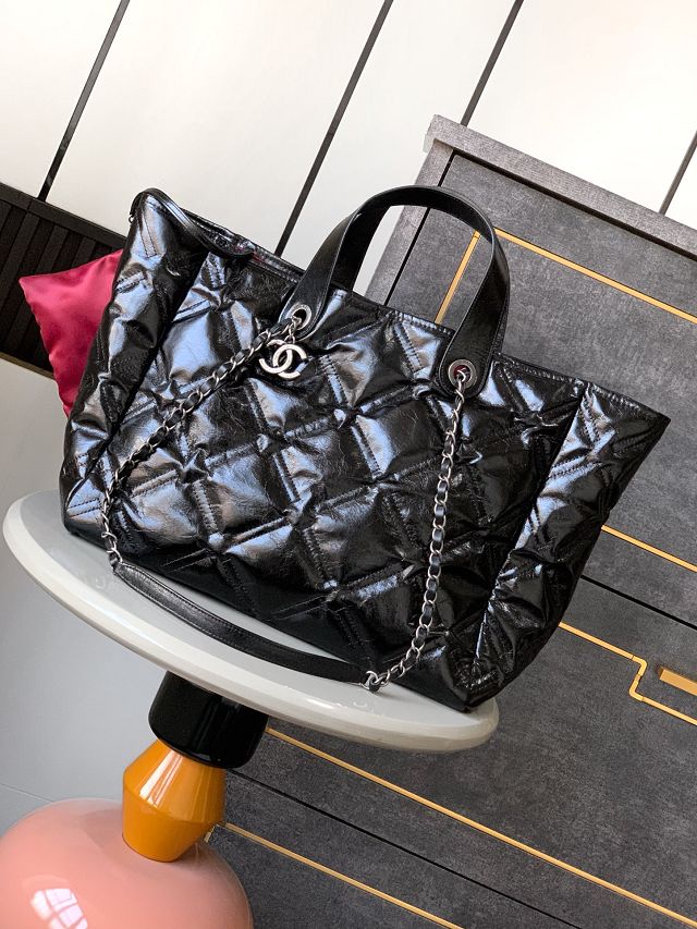 CC original calfskin shopping tote bag AS3355 black