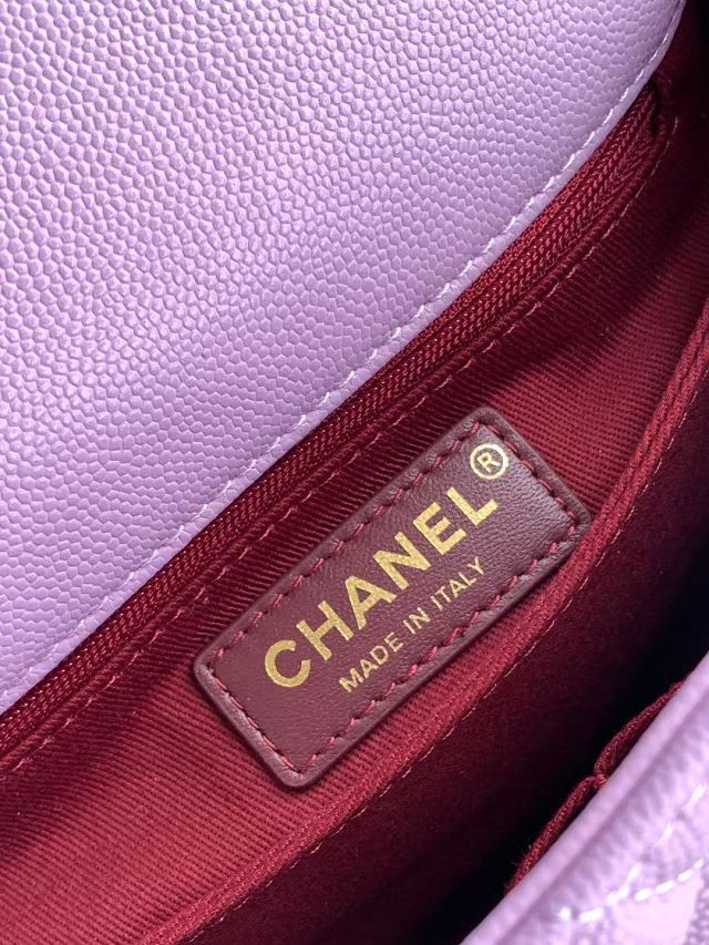 CC original grained calfskin mini coco handle bag AS2215 purple