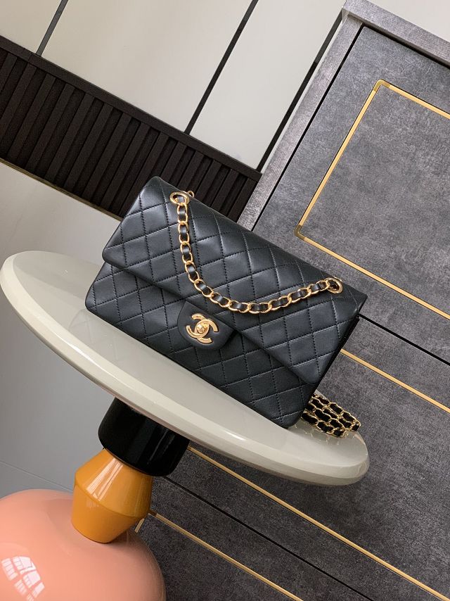 CC original lambskin medium flap bag A01012 black