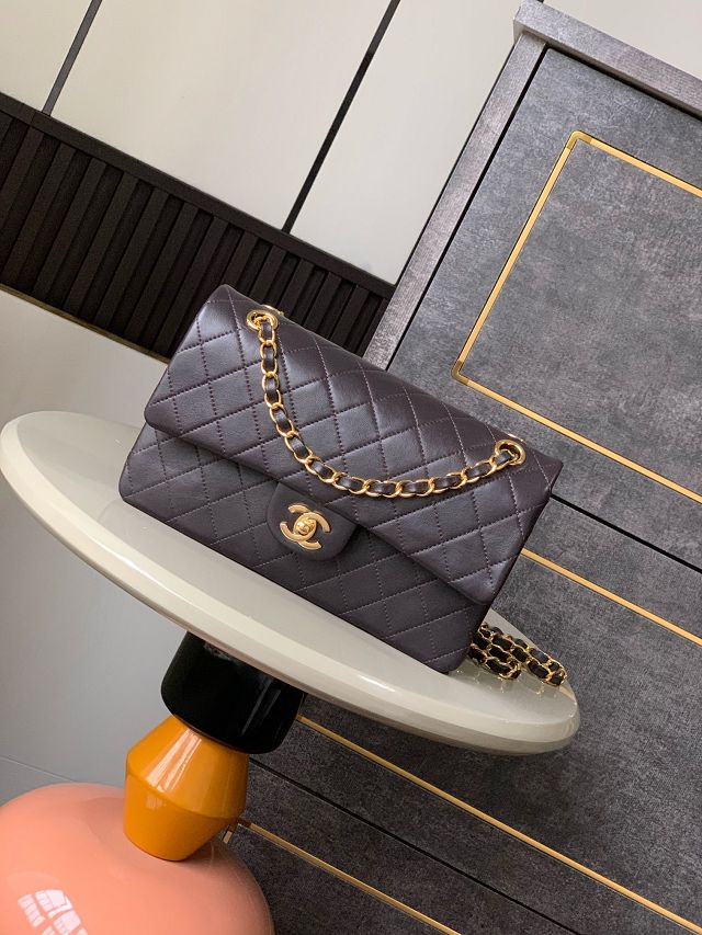 CC original lambskin medium flap bag A011012 chocolate