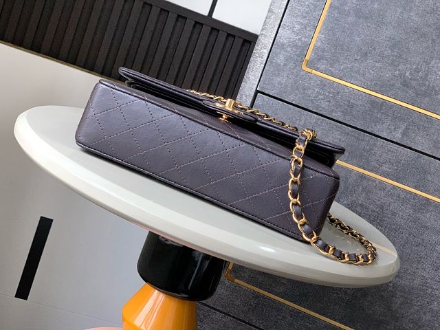 CC original lambskin medium flap bag A011012 chocolate