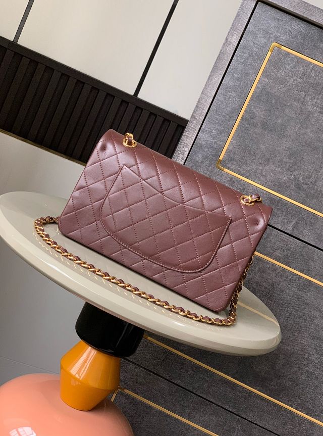 CC original lambskin medium flap bag A011012 dark brown
