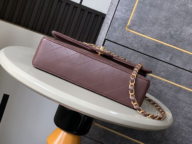 CC original lambskin medium flap bag A011012 dark brown