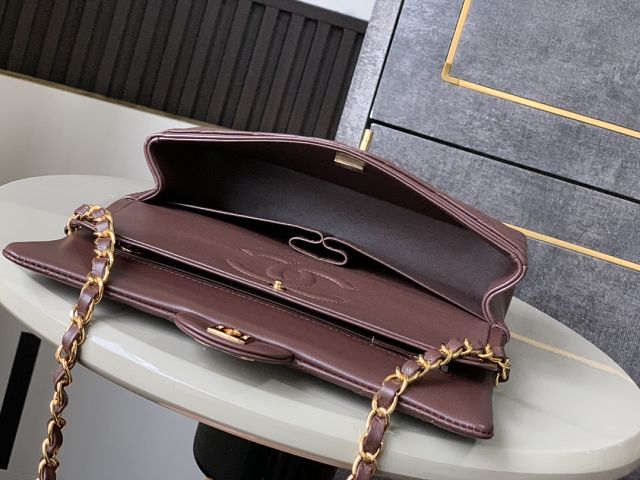CC original lambskin medium flap bag A011012 dark brown
