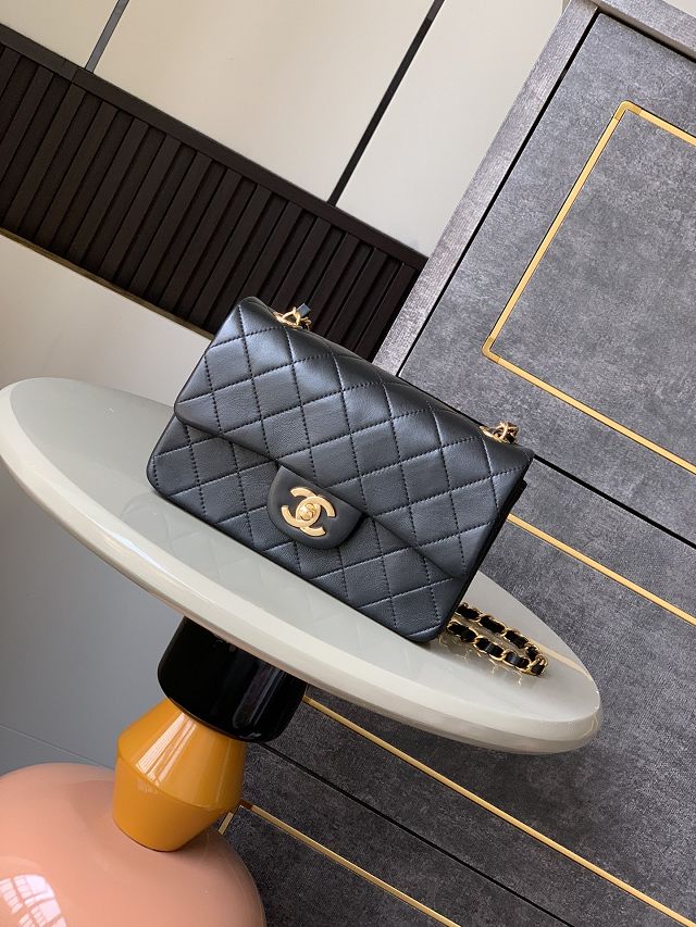 CC original lambskin mini flap bag A011015 black