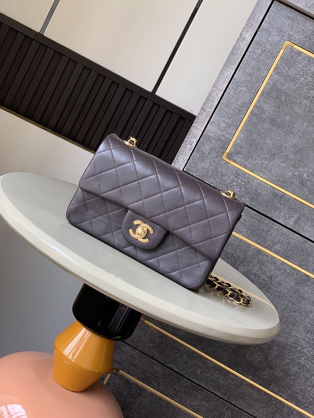 CC original lambskin mini flap bag A011015 chocolate