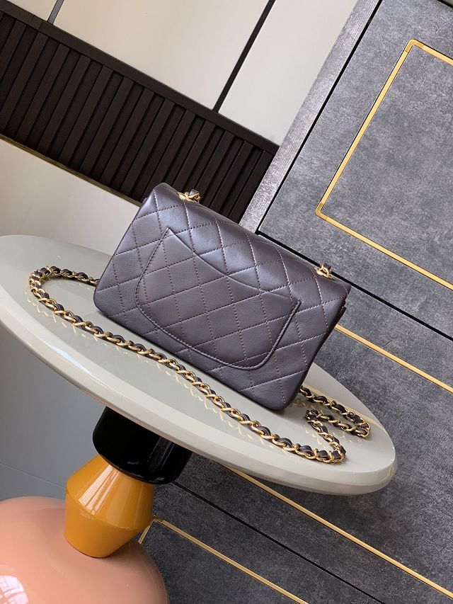 CC original lambskin mini flap bag A011015 chocolate