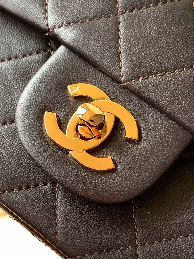 CC original lambskin mini flap bag A011015 chocolate