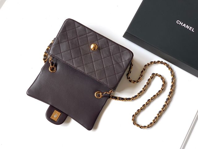 CC original lambskin mini flap bag A011015 chocolate