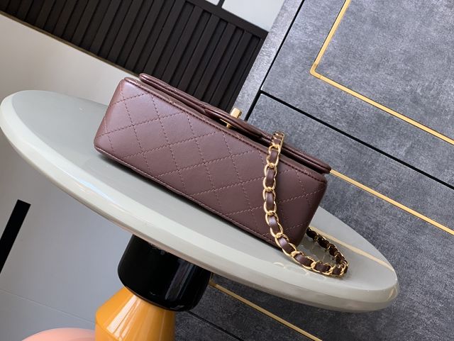 CC original lambskin mini flap bag A011015 dark brown