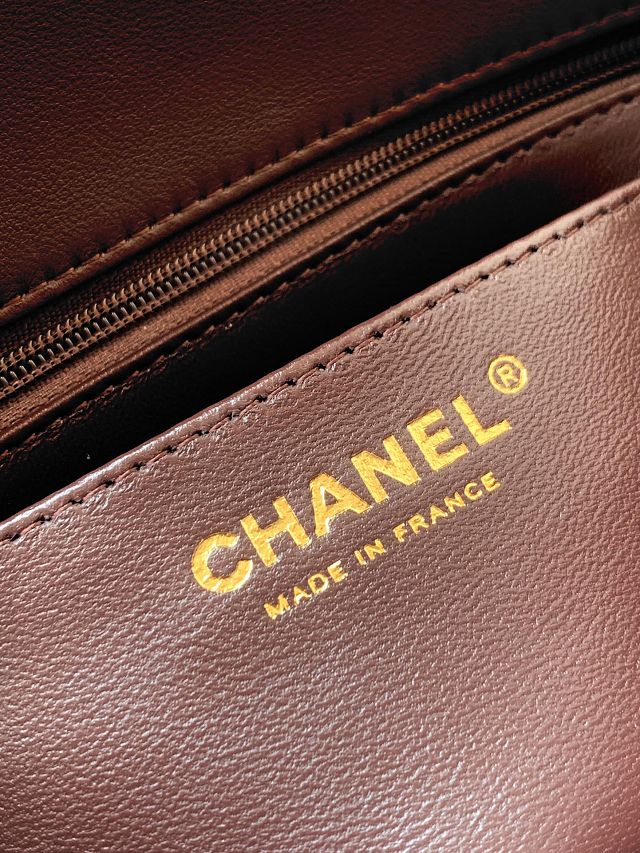 CC original lambskin mini flap bag A011015 dark brown