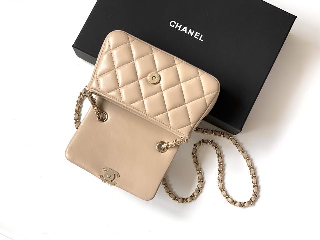CC original calfskin clutch with chain AP4593 apricot