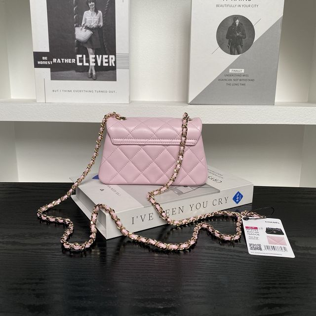 CC original calfskin clutch with chain AP4593 pink