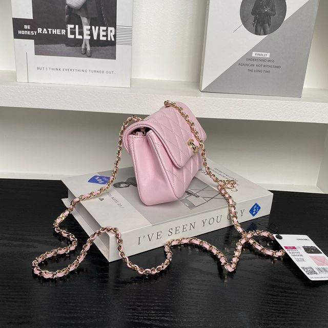 CC original calfskin clutch with chain AP4593 pink