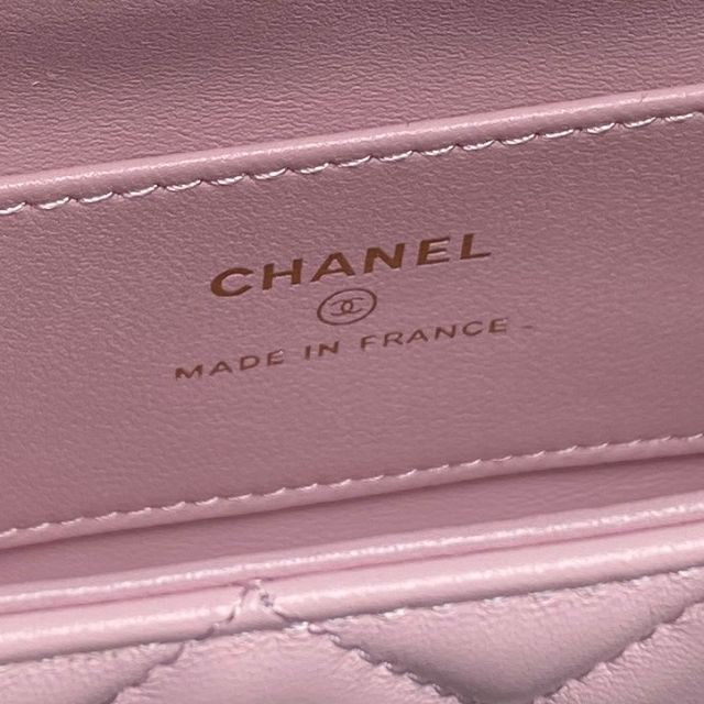CC original calfskin clutch with chain AP4593 pink