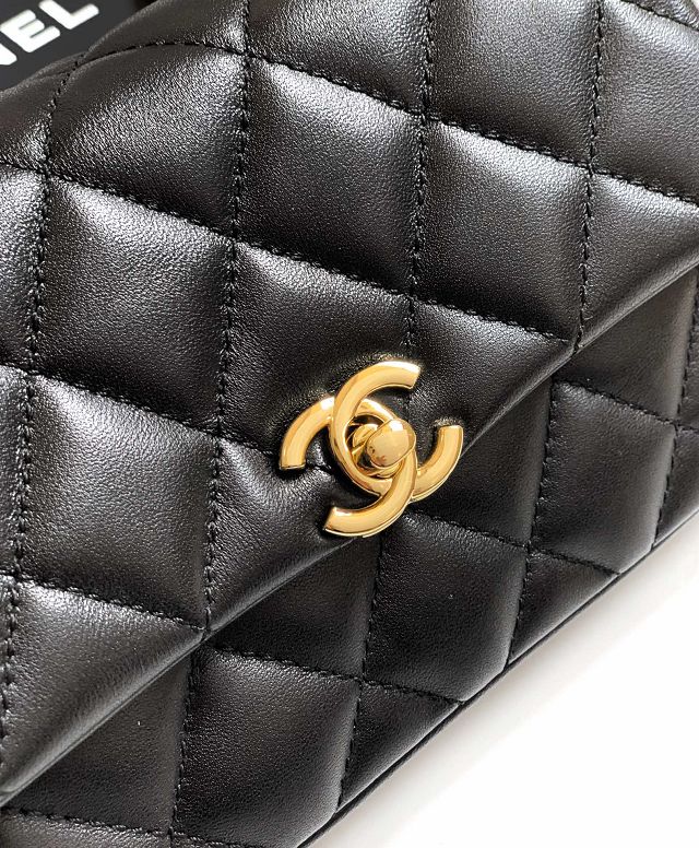 CC original calfskin mini flap bag AS4592 black