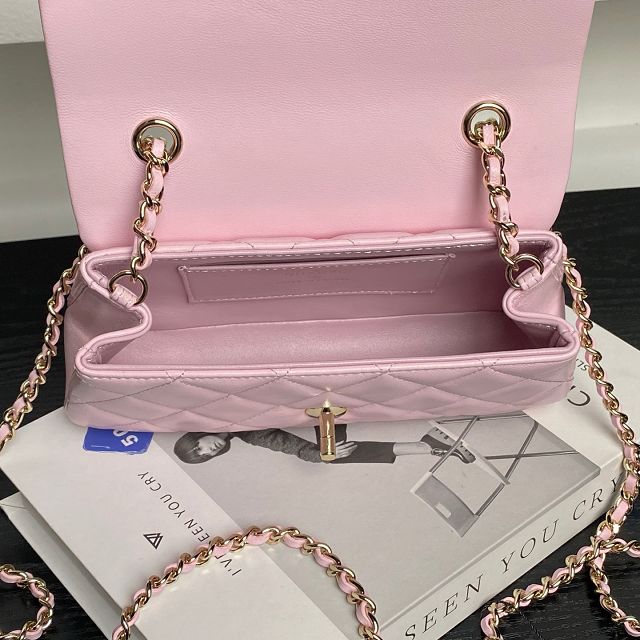 CC original calfskin mini flap bag AS4592 pink