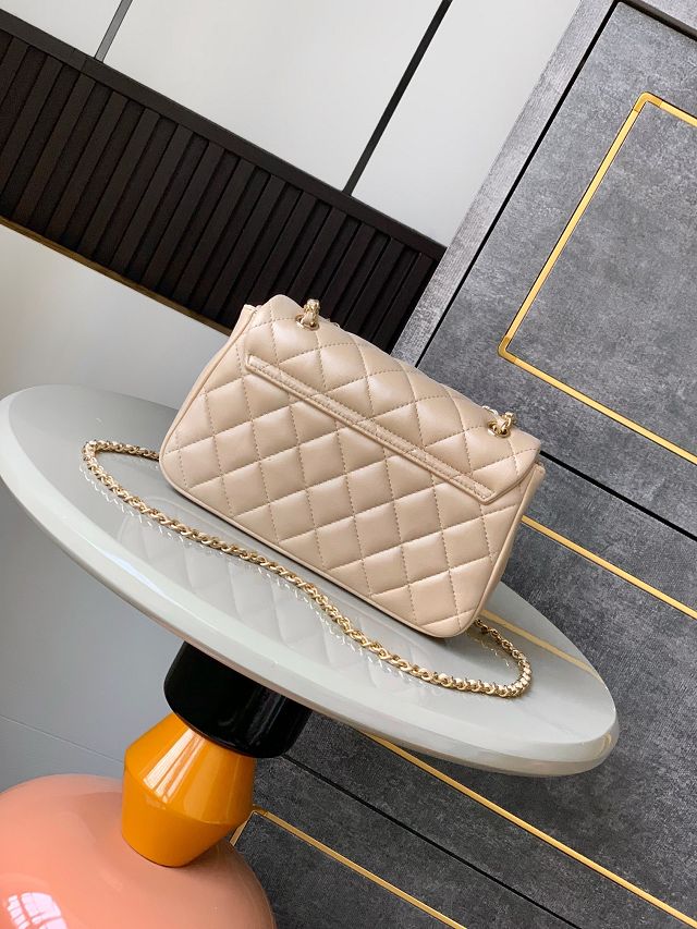 CC original calfskin small flap bag AS5485 apricot