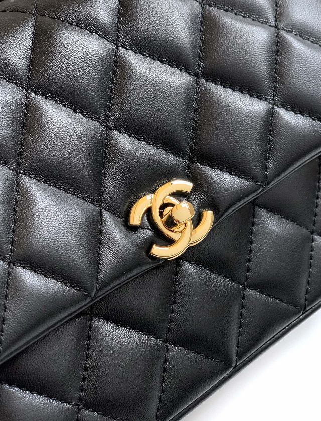 CC original calfskin small flap bag AS5485 black
