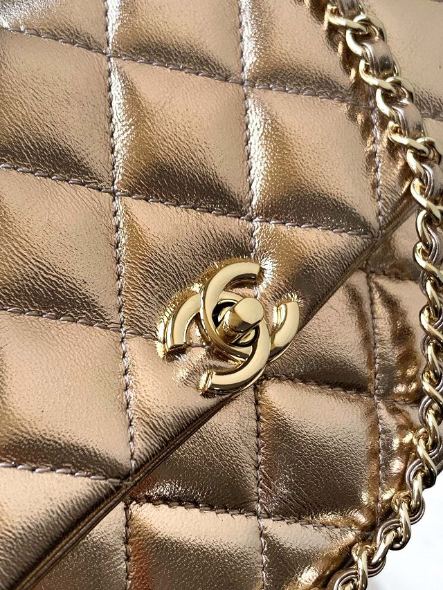 CC original calfskin small flap bag AS5485 gold