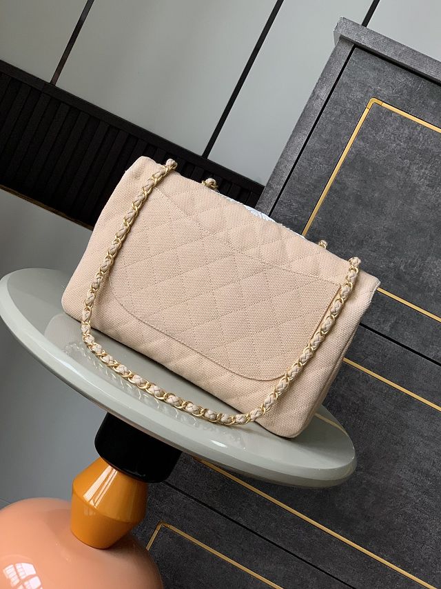 CC original fabric medium flap bag A01112 apricot