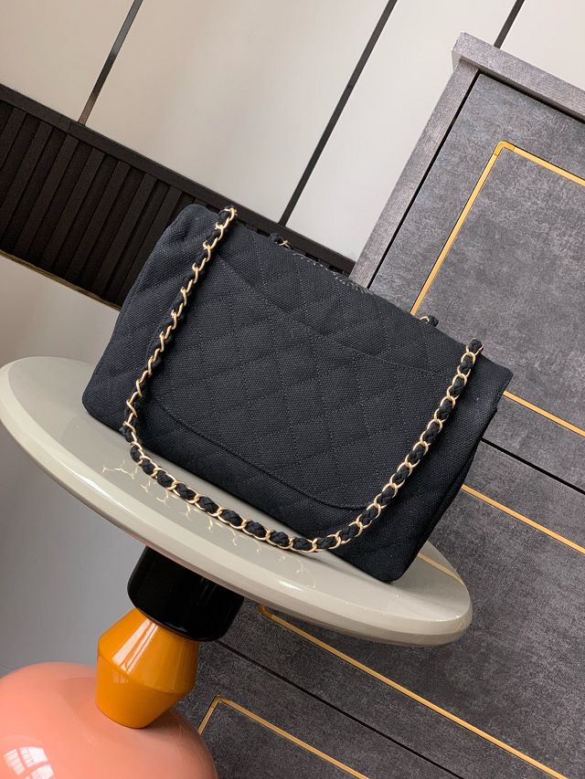 CC original fabric medium flap bag A01112 black